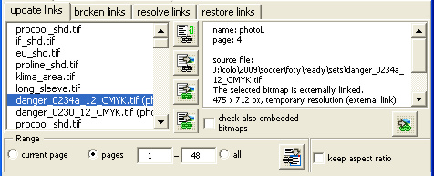 bitmaps and links - update tab